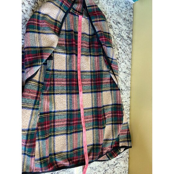 VLD Womens S/M Plaid Tartan Open-Front Shawl Vest With Black Outerwear - Picture 9 of 10